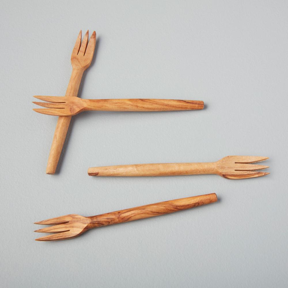 be home Olive Wood Cocktail Forks Set of 4