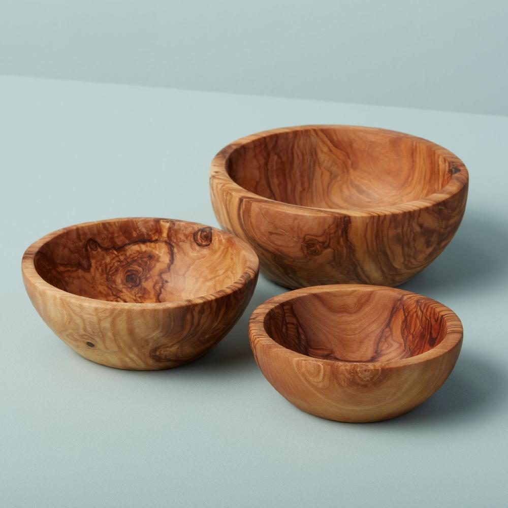 Be Home Olive Wood Nesting Bowls Set Of 3