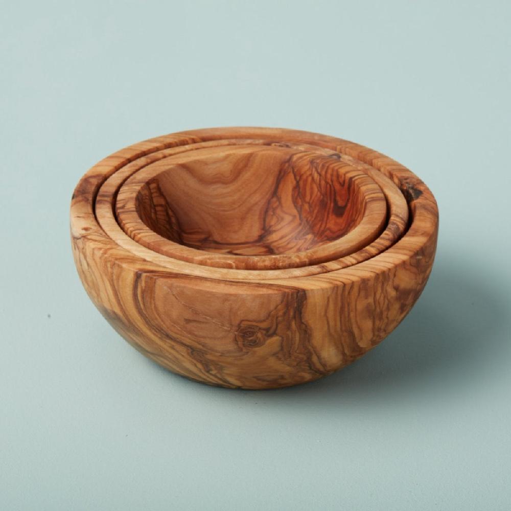Be Home Olive Wood Nesting Bowls Set Of 3