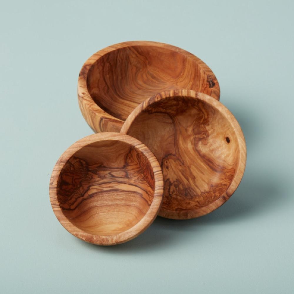 be home Olive Wood Nesting Bowls Set of 3