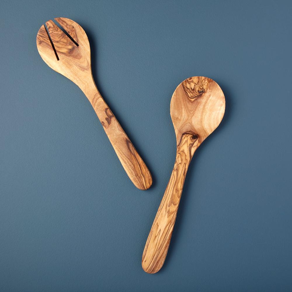 be home Olive Wood Round Serving Set