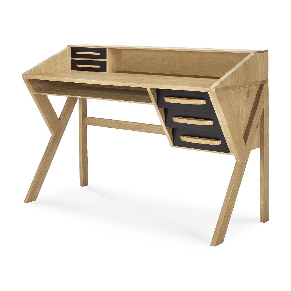 Be Home Origami Solid Oak Desk Black