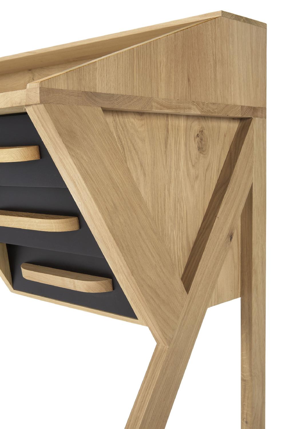 Be Home Origami Solid Oak Desk Black