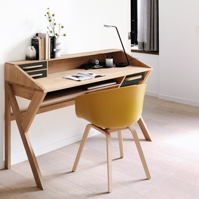 be home Origami Solid Oak Desk Black