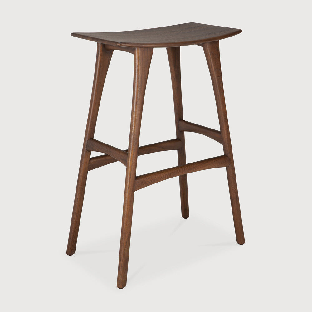 Be Home Osso Bar Stool - Varnished Teak - Brown