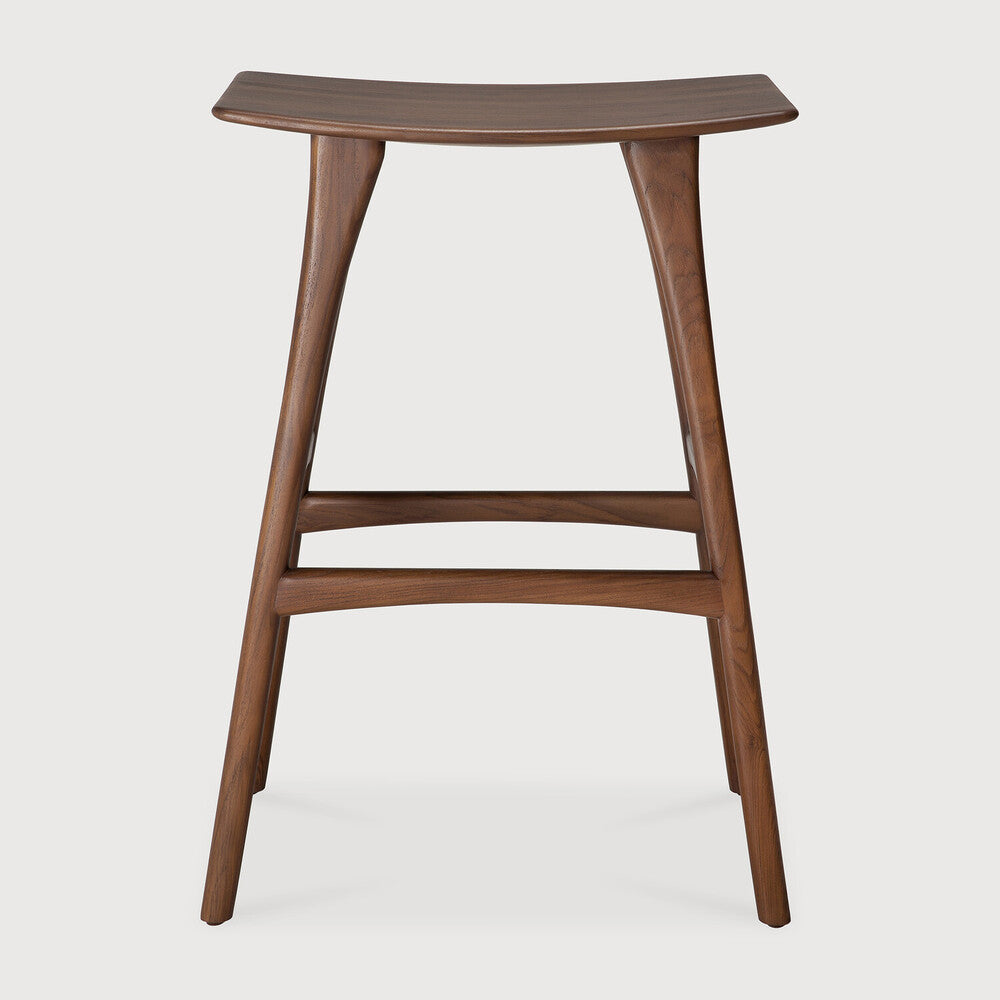 be home Osso bar stool - varnished teak - brown