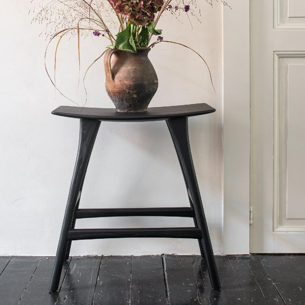 be home Osso Counter Stool Varnished Oak Black