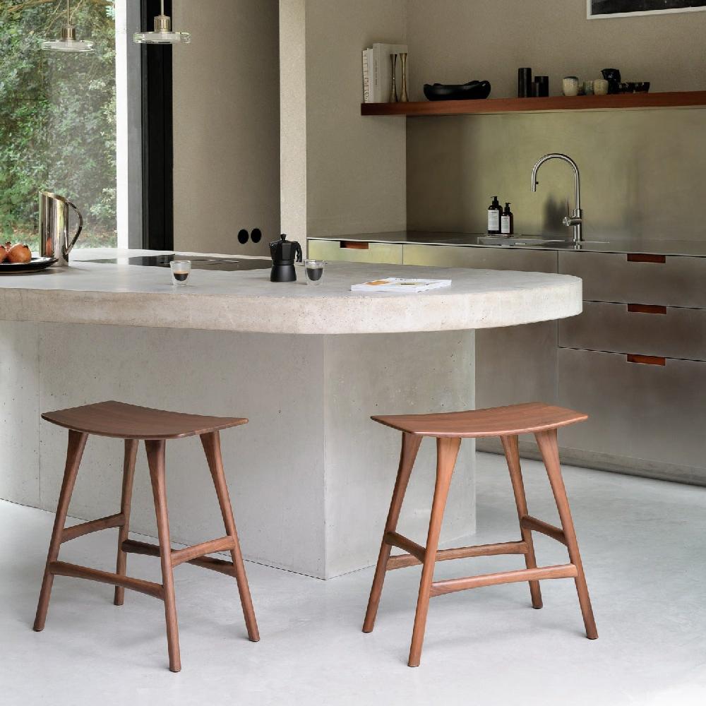 be home Osso counter stool - varnished teak - brown