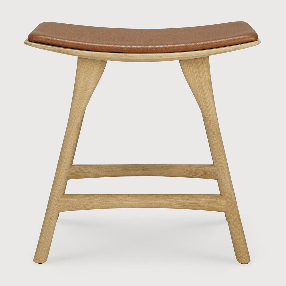 Be Home Osso Solid Oak Stool Cognac Leather