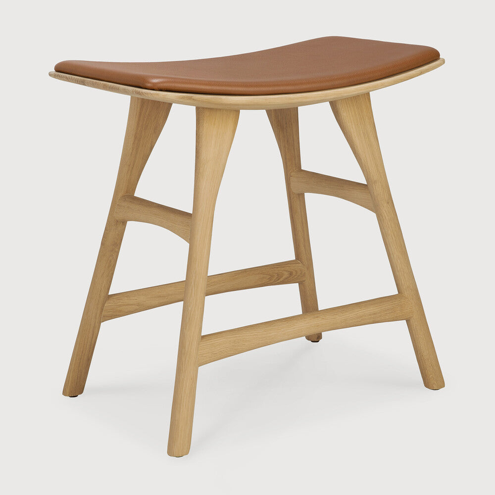 Be Home Osso Solid Oak Stool Cognac Leather