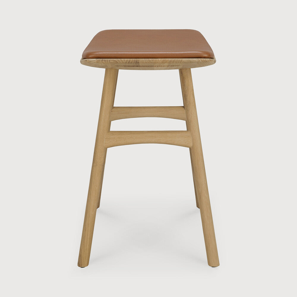 Be Home Osso Solid Oak Stool Cognac Leather