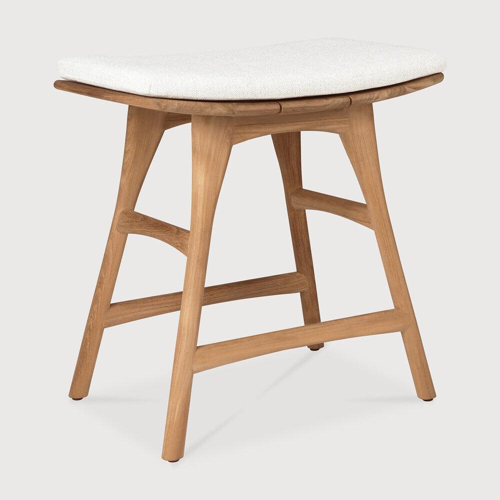 Be Home Osso Teak Outdoor Stool - Off White Fabric