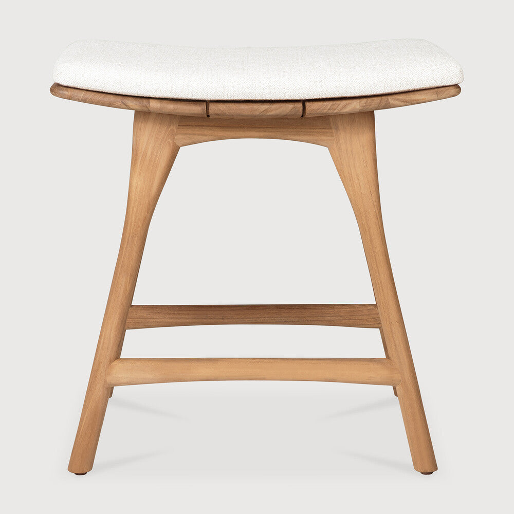 Be Home Osso Teak Outdoor Stool - Off White Fabric