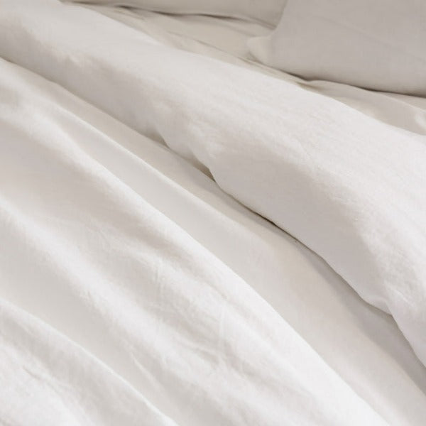 Be Home Parker Linen King Duvet Set White