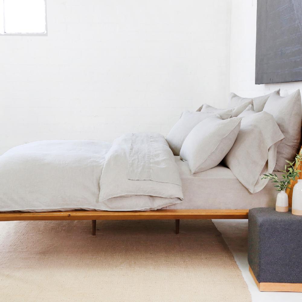 be home Parker Linen Queen Duvet Set Flax