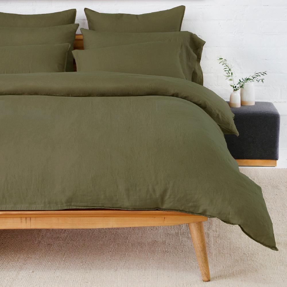 Be Home Parker Linen Queen Duvet Set Forest