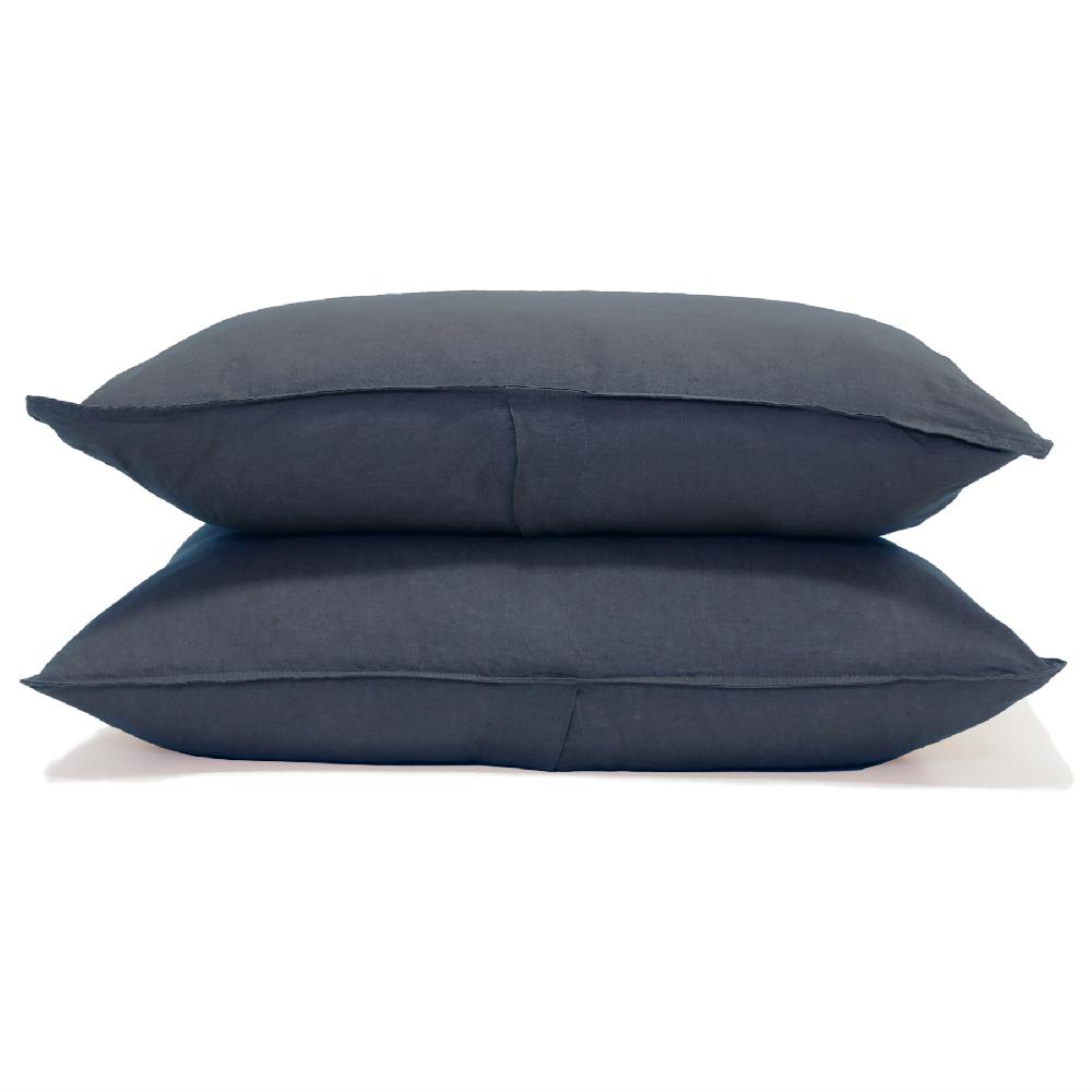 Be Home Parker Linen Queen Duvet Set Navy