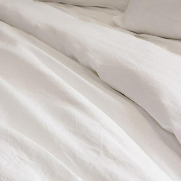 Be Home Parker Linen Queen Duvet Set White
