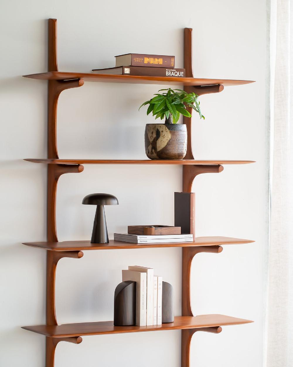 Be Home Pi Mahogany Wall Shelf 5 Shelves