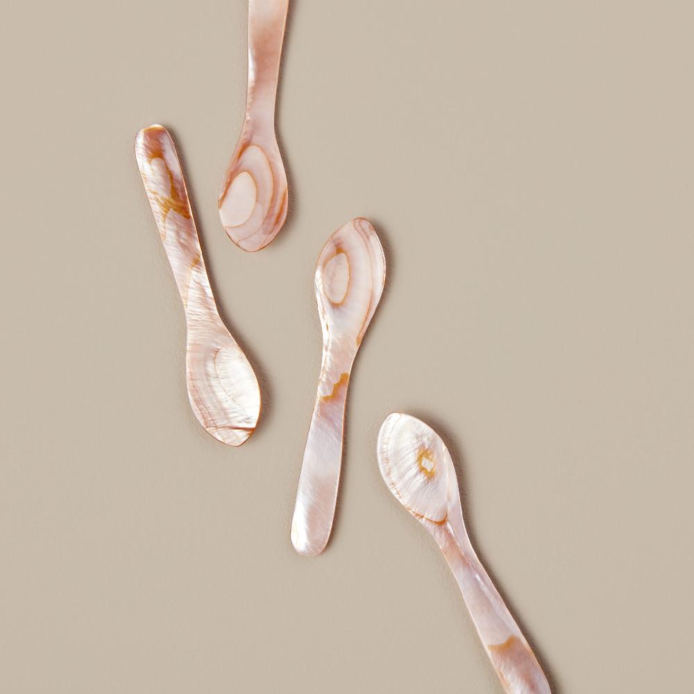be home Pink & Brown Large Seashell Spoons Set of 4