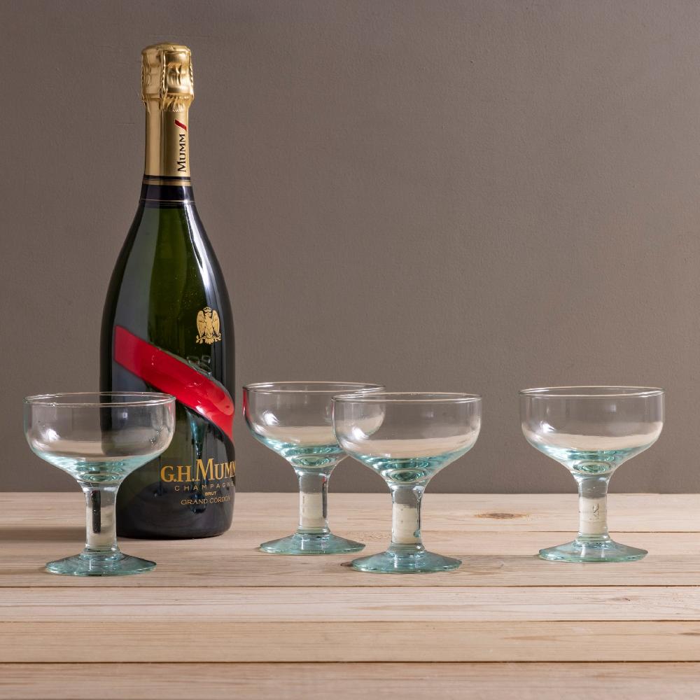 be home Premium Recycled Coupe Glass Set of 4