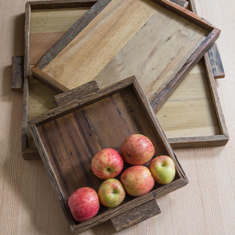 Be Home Reclaimed Wood Tray Square Small