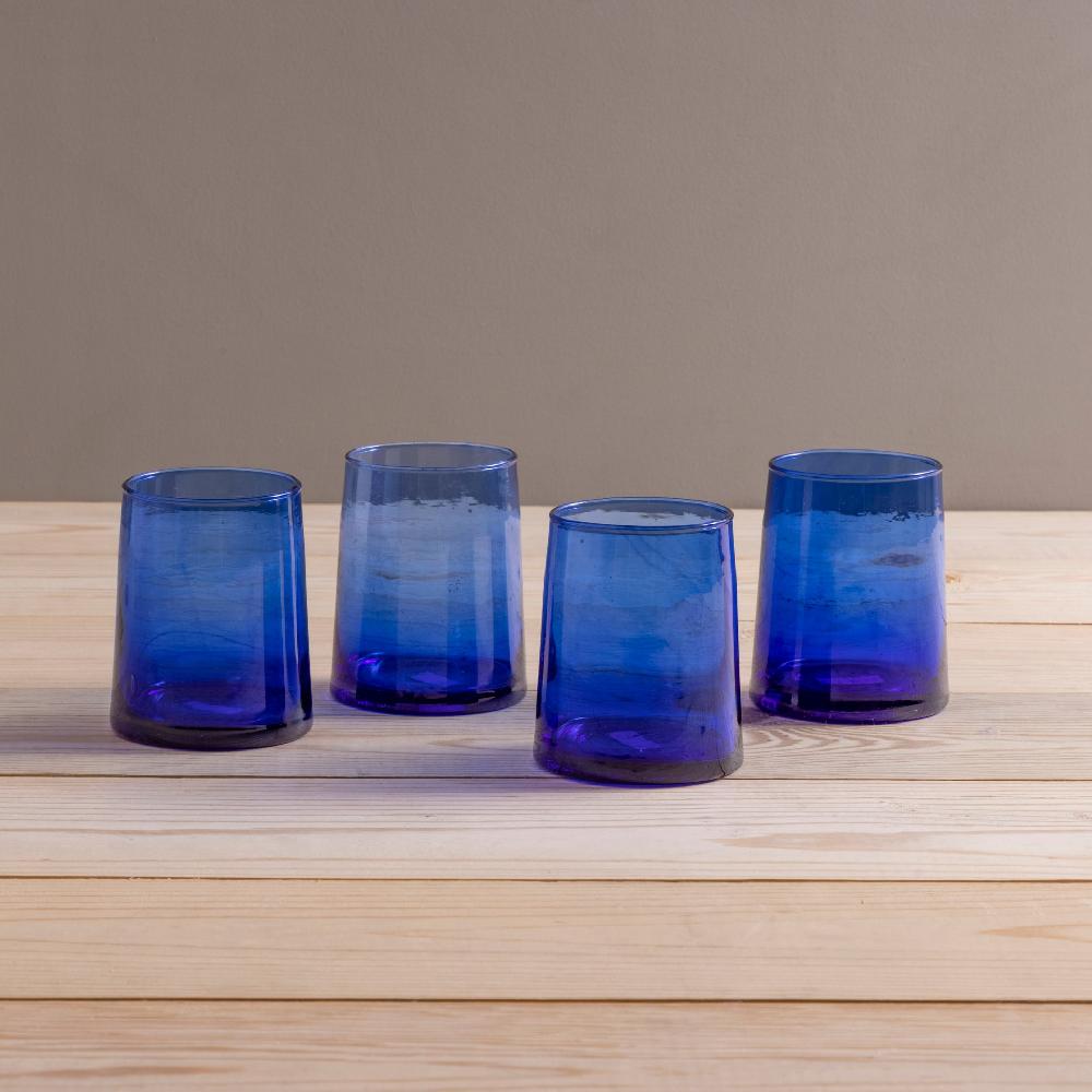 Be Home Recycled Cone Glass Blue Set Of 4