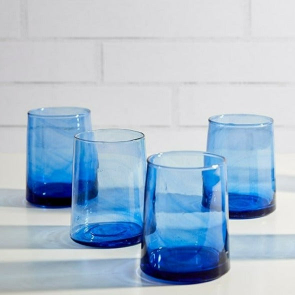 Be Home Recycled Cone Glass Blue Set Of 4