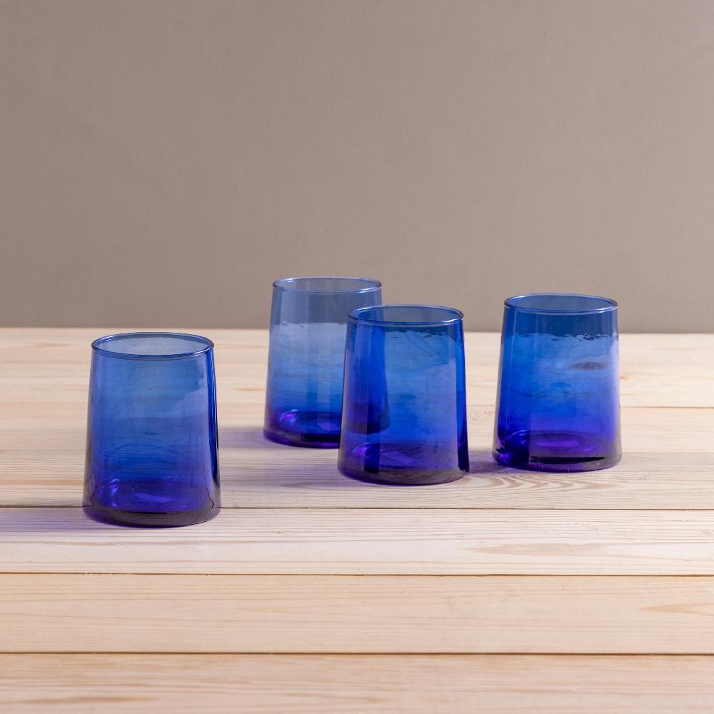 be home Recycled Cone Glass Blue Set of 4