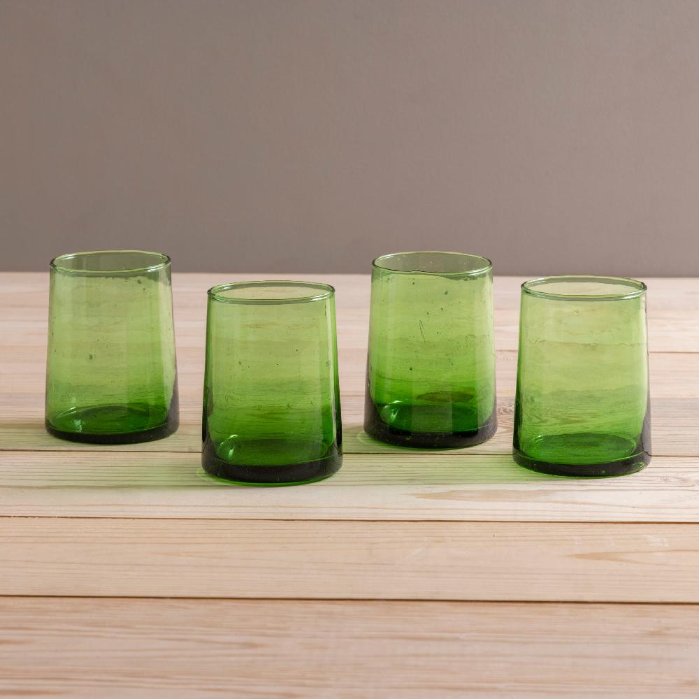 be home Recycled Cone Glass Green Set of 4