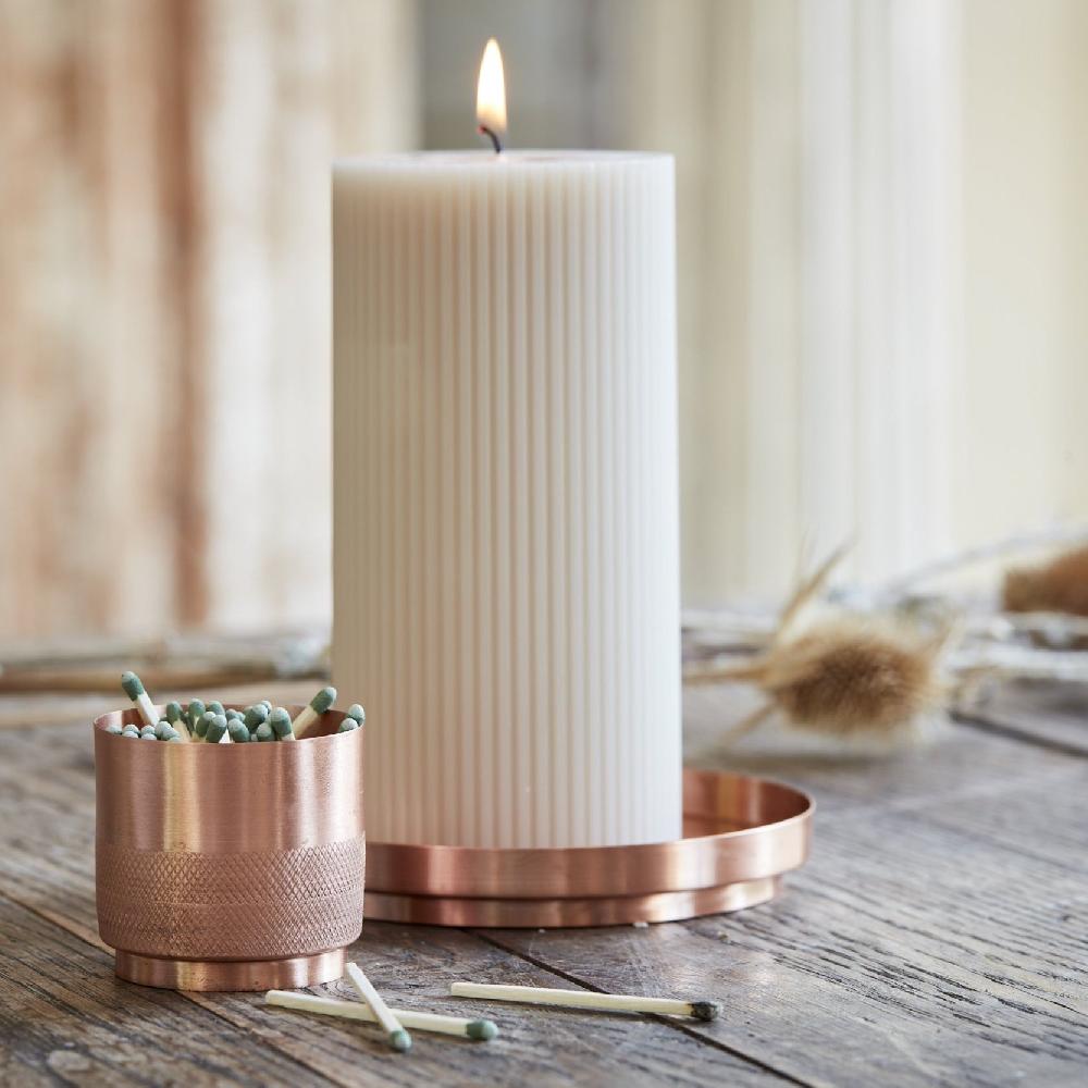 Be Home Ribbed Pillar Candle Parchment