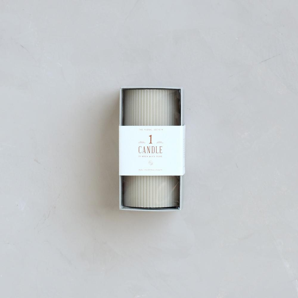 be home Ribbed Pillar Candle Parchment
