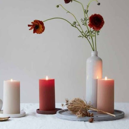 Be Home Ribbed Pillar Candle Petal