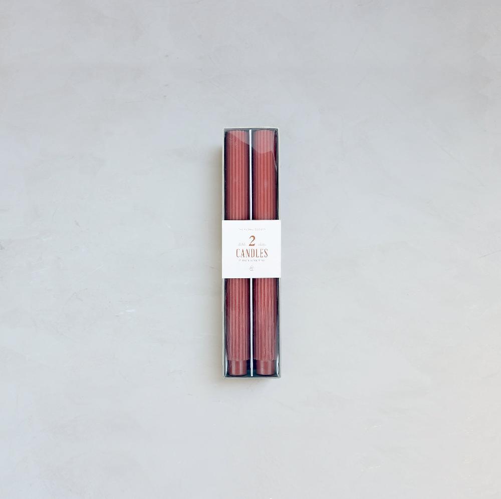 be home Ribbed Taper Candle Set of 2 Clay