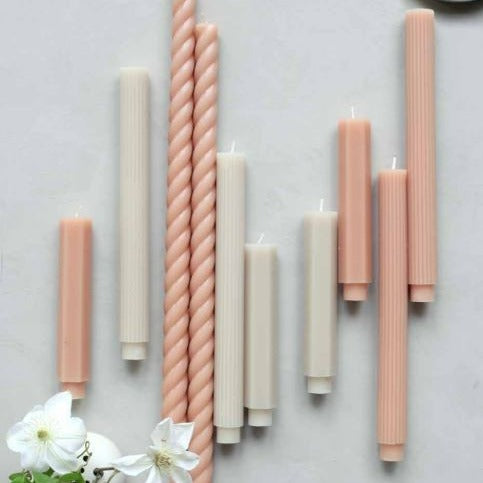 Be Home Ribbed Taper Candle Set Of 2 Parchment