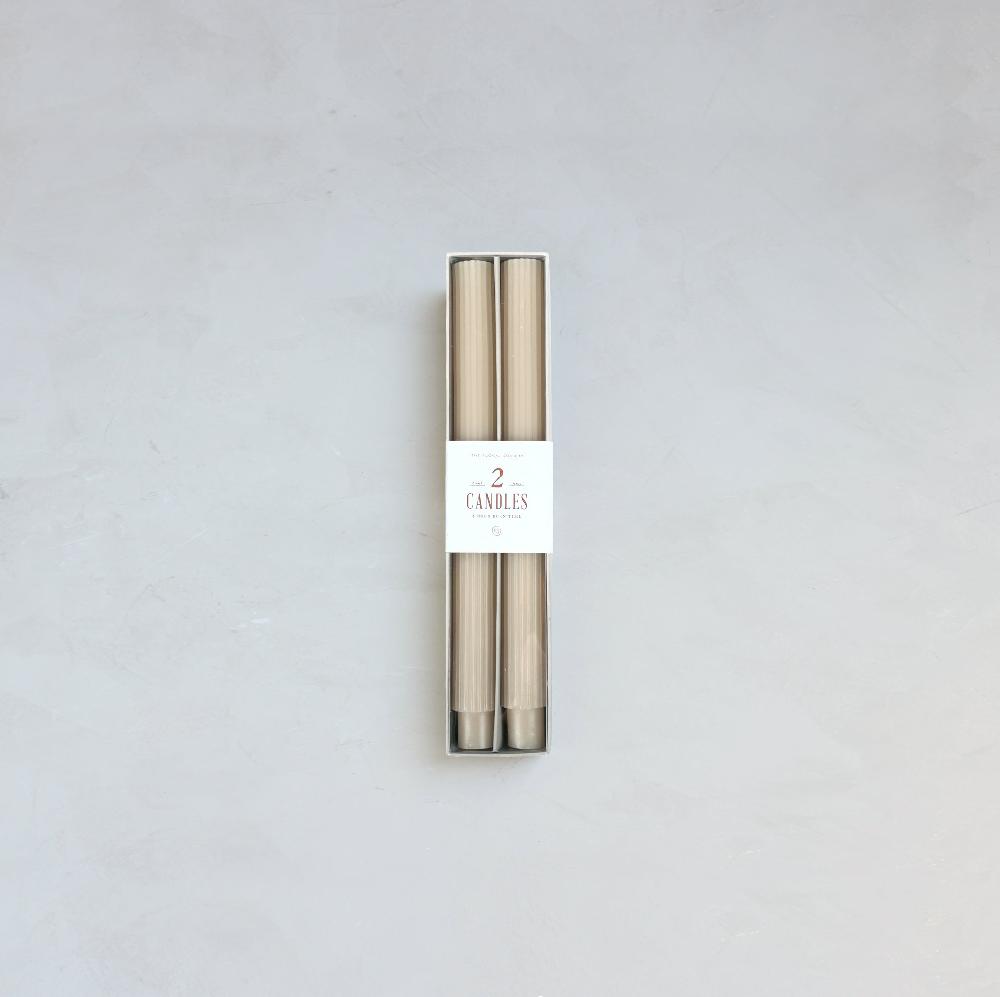 be home Ribbed Taper Candle Set of 2 Parchment