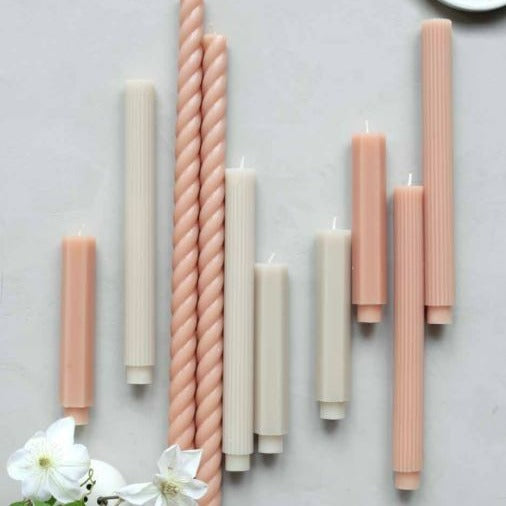 Be Home Ribbed Taper Candle Set Of 2 Petal