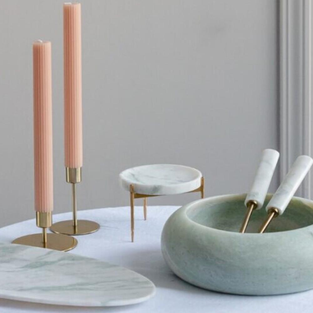 be home Ribbed Taper Candle Set of 2 Petal