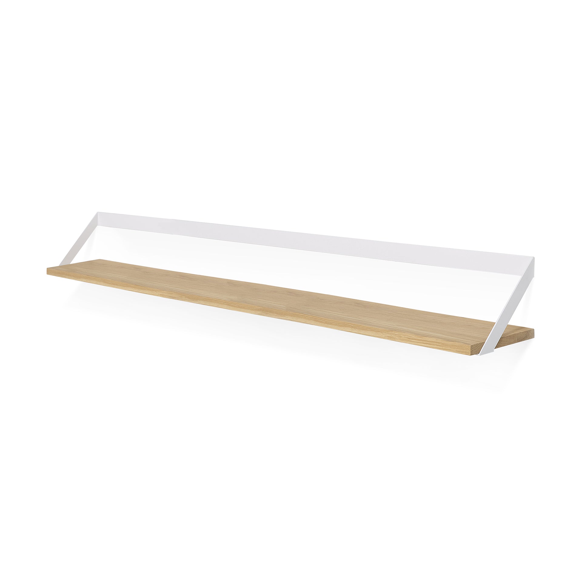 Be Home Ribbon Solid Oak Shelf With White Metal 55"