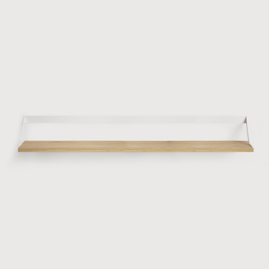be home Ribbon Solid Oak Shelf with White Metal 55"