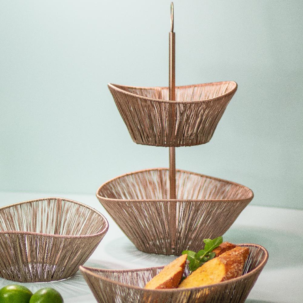 Be Home Rosé Rhythm Wire 2-Tier Basket