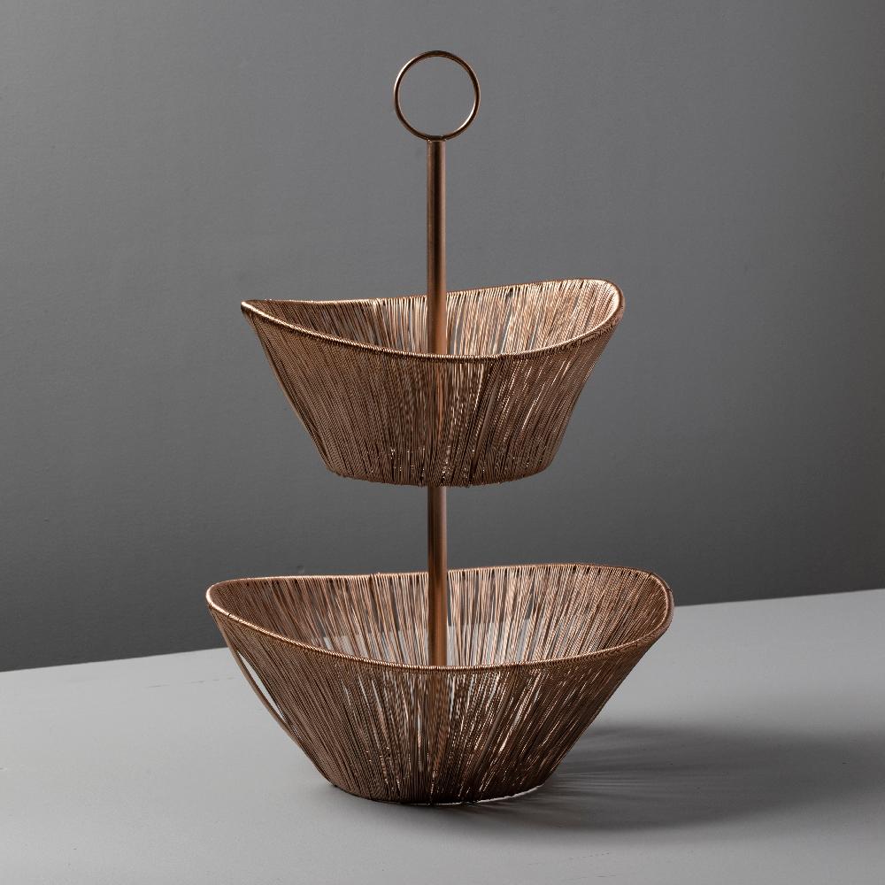Be Home Rosé Rhythm Wire 2-Tier Basket
