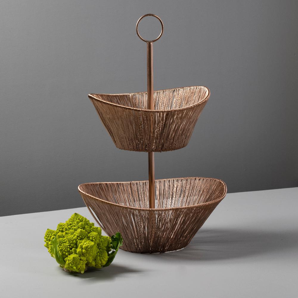 be home Rosé Rhythm Wire 2-Tier Basket