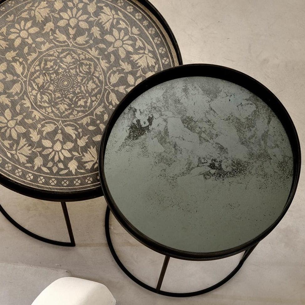 Be Home Round Clear Aged Mirror Tray Small