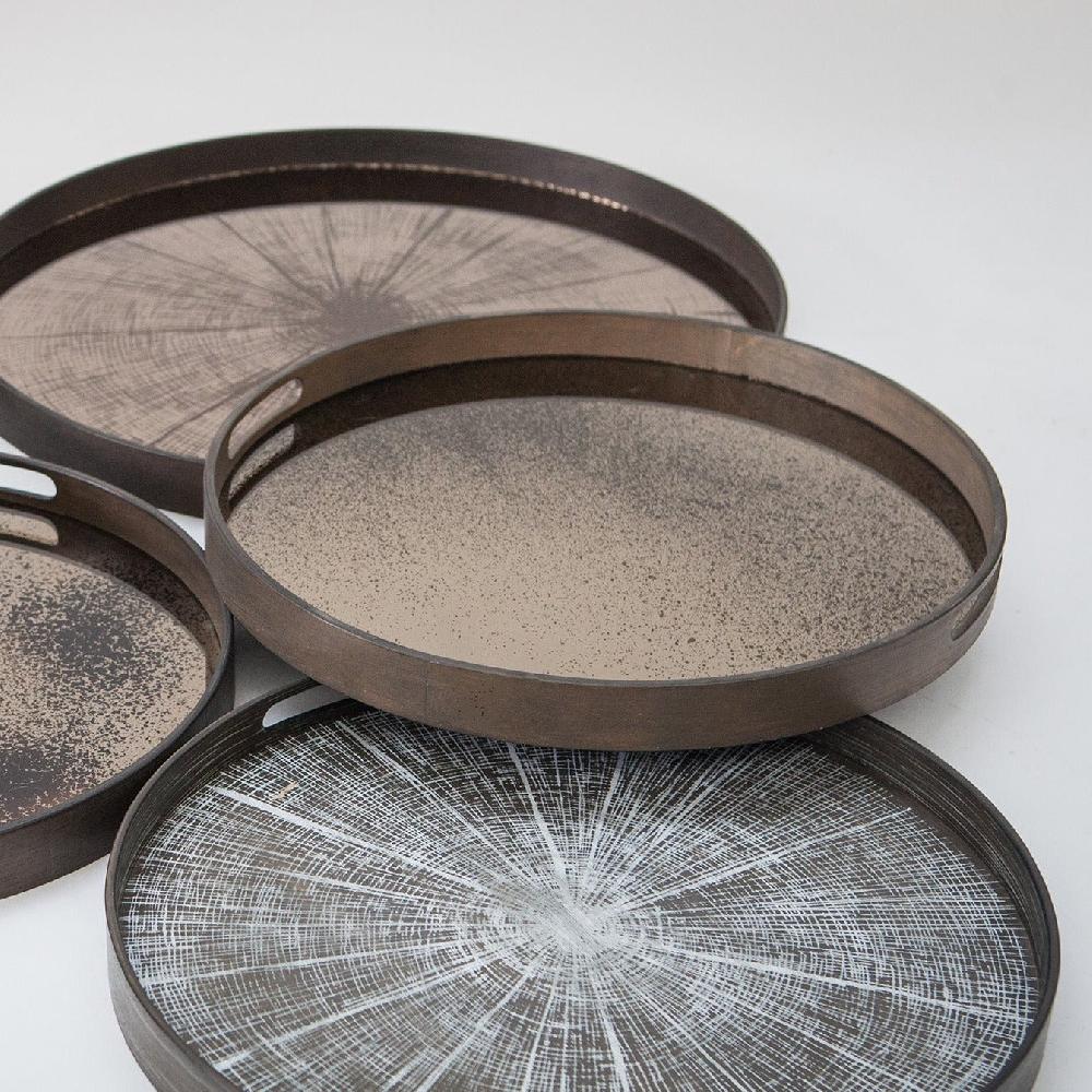 Be Home Round Clear Aged Mirror Tray Small