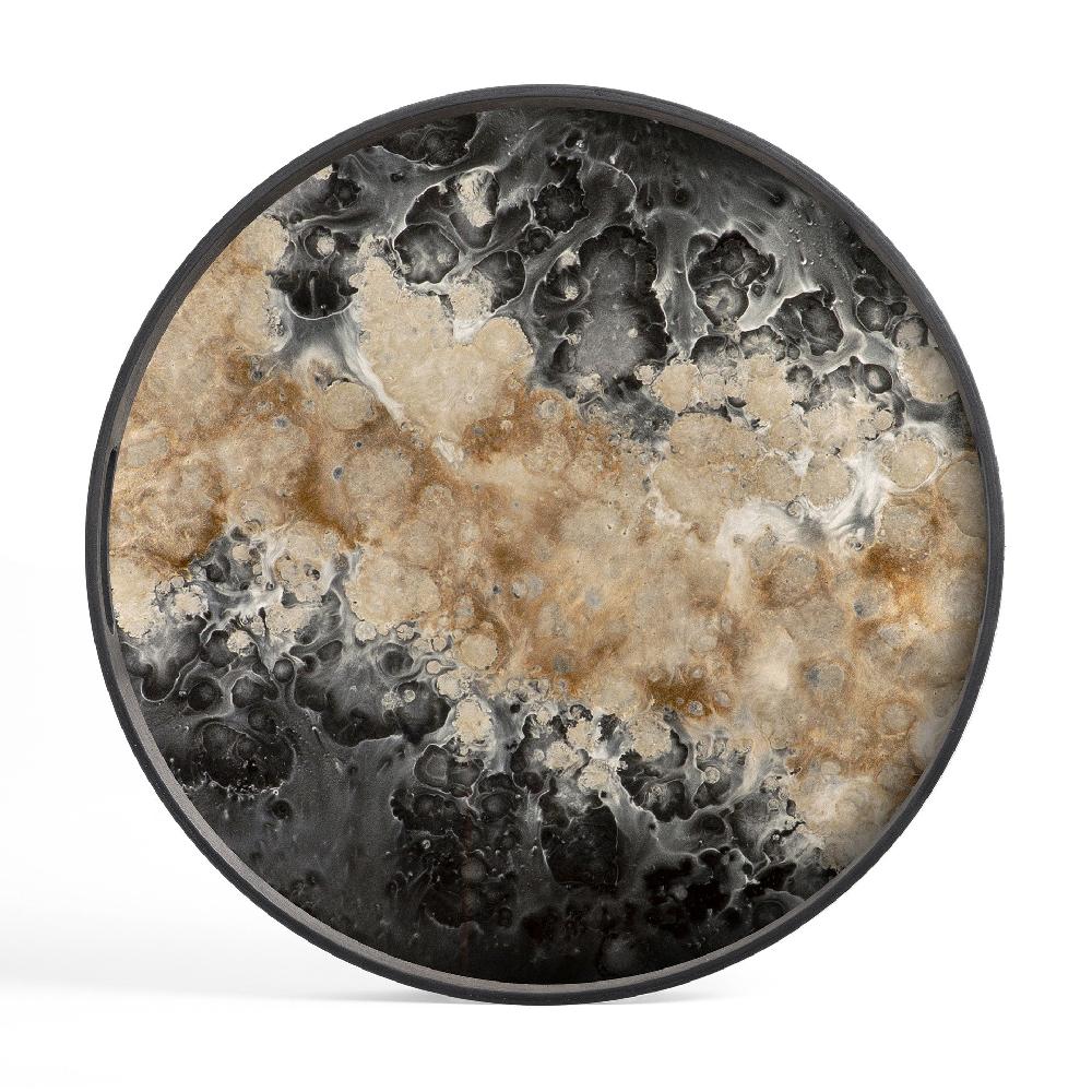 Be Home Round Glass Organic Tray Black