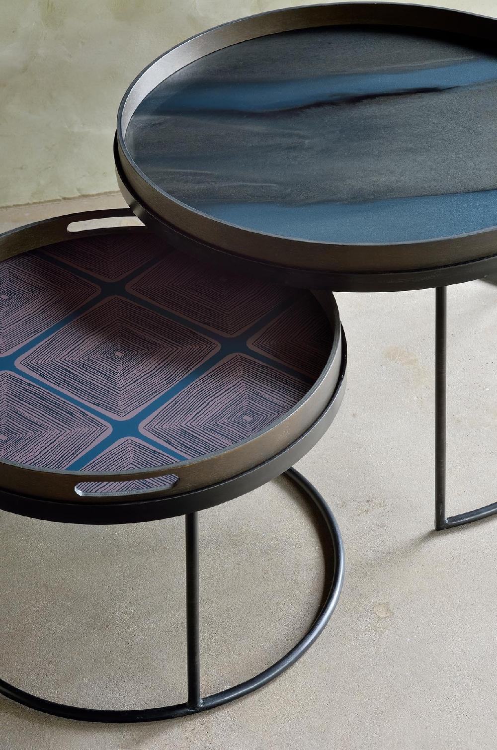 Be Home Round Glass Organic Tray Graphite