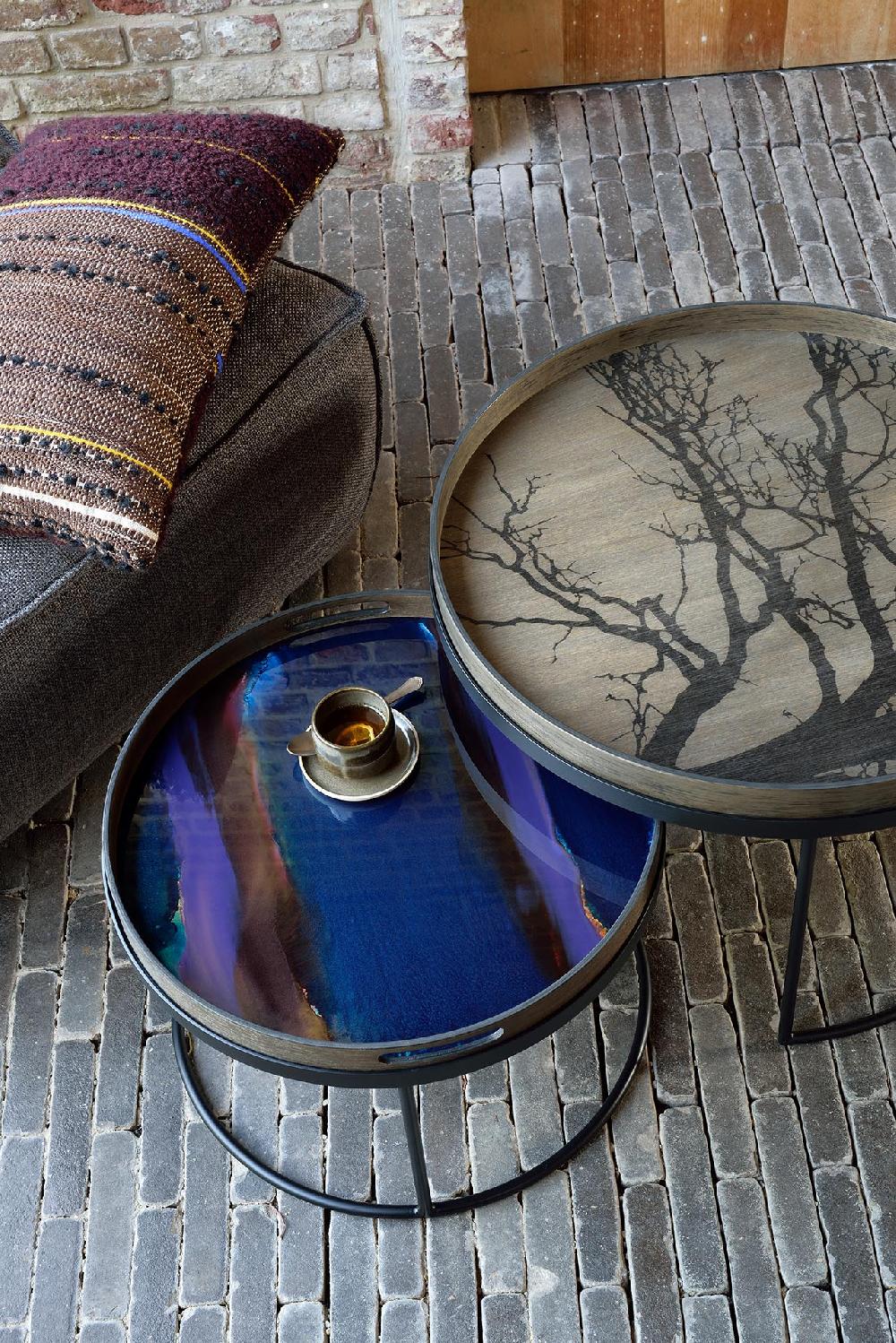 Be Home Round Glass Organic Tray Indigo