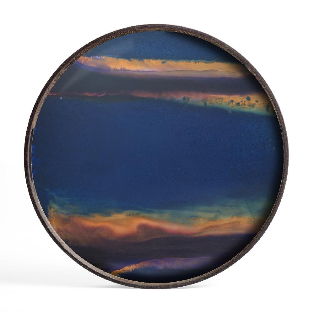 Be Home Round Glass Organic Tray Indigo