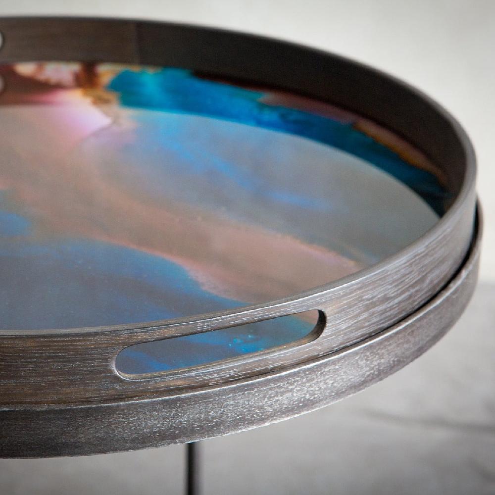 be home Round Glass Organic Tray Indigo